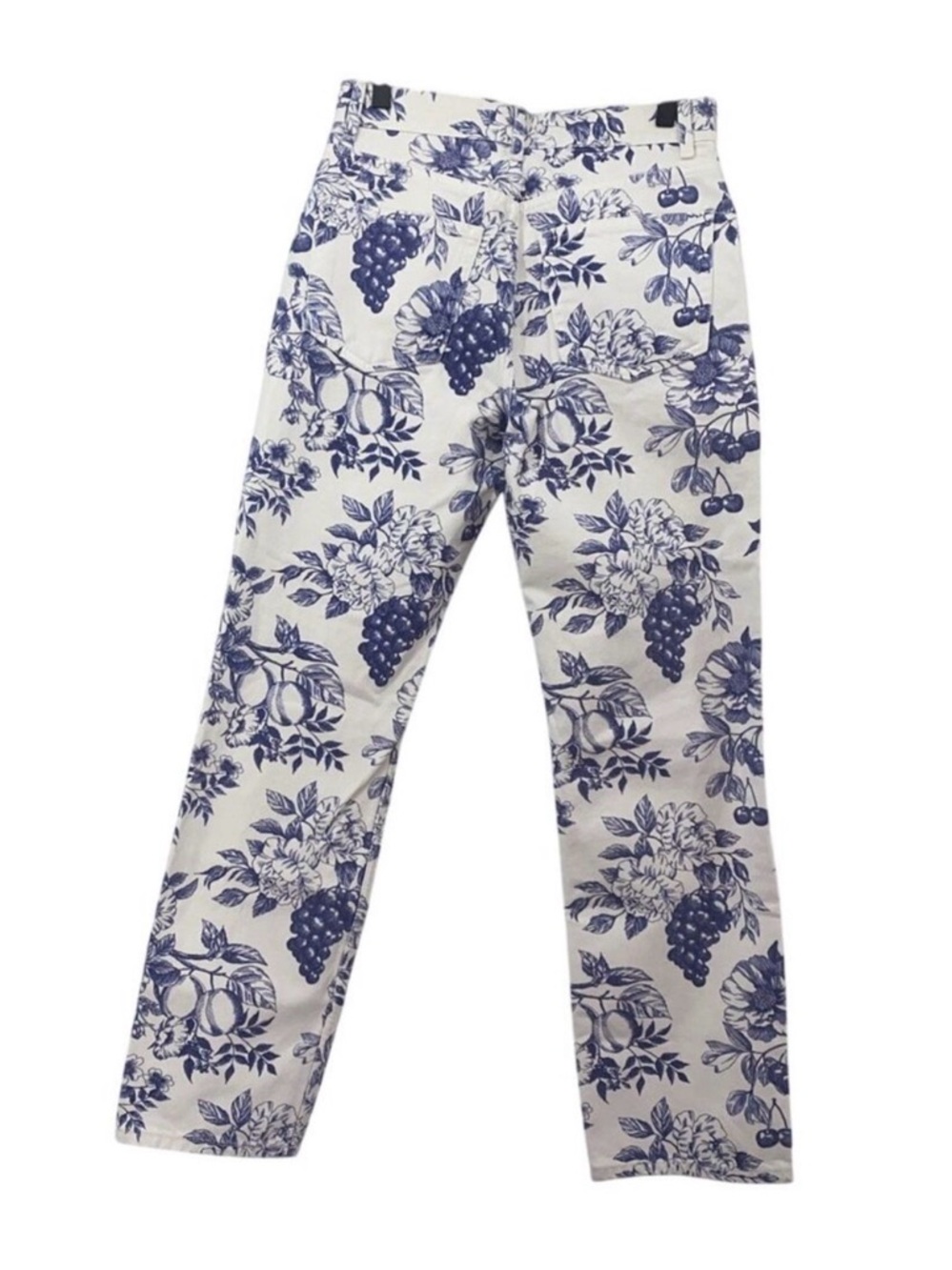 Reformation Jeans Cynthia Toile High Rise Straight White & Blue Size 27/4 - Picture 2 of 4